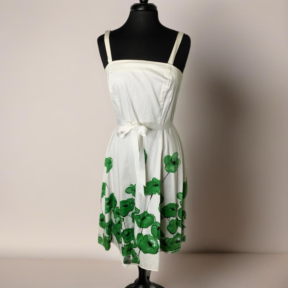 A.P.N.Y Easy toss on sundress with green floral design at hem Sz 12 97% cotton:?